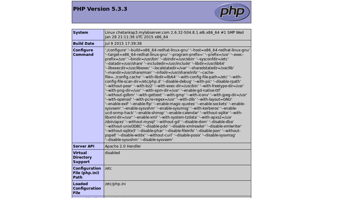 phpinfo