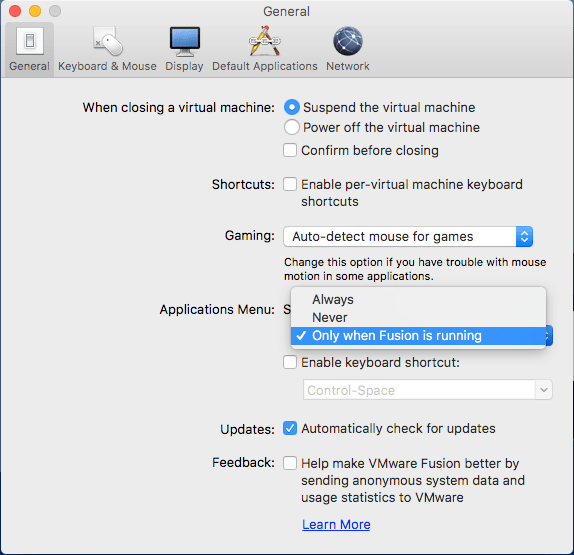 Vmware fusion for mac not showing app icons