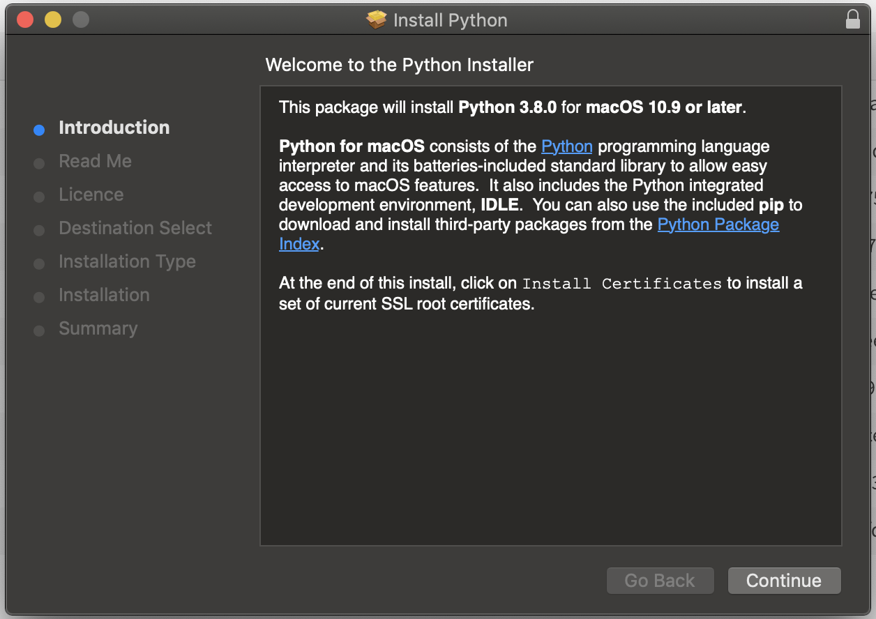 Install Python 3.8 on Mac OS